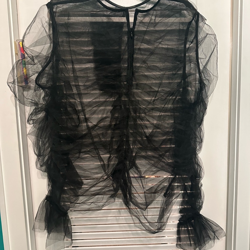 Black Sheer Ruffled Top - Picture 3 of 3